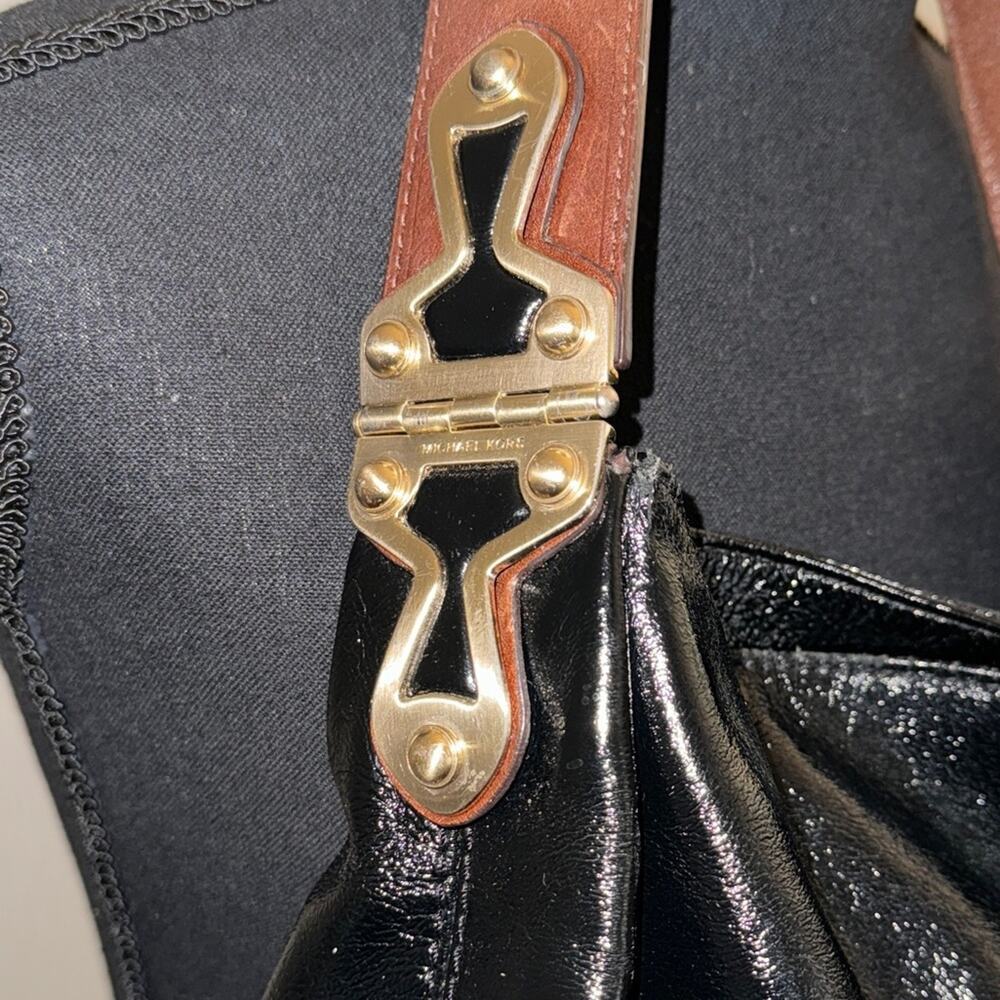 Michael Kors Joplin Patent Leather Hobo Large Shoulder Bag Black - Picture 3 of 12